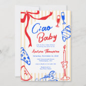 イタリアの赤ちゃん「Ciao Baby」イラスト入りベビーシャワー 招待状 (正面)