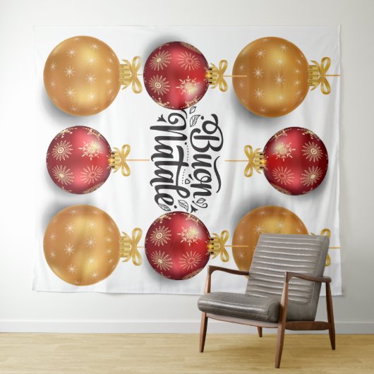 イタリアの赤と金のホリデーシーズンにぴったりなクリスマスオーナメント タペストリー (インサイチュ(横))