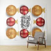 イタリアの赤と金のホリデーシーズンのオーナメントボール タペストリー (インサイチュ(横))