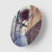 イタリアの路地 ラウンド壁時計 (傾斜)