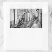 イタリアの通りで白黒のスクーター 長方形シール (バッグ)