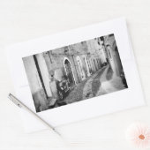 イタリアの通りで白黒のスクーター 長方形シール (封筒)