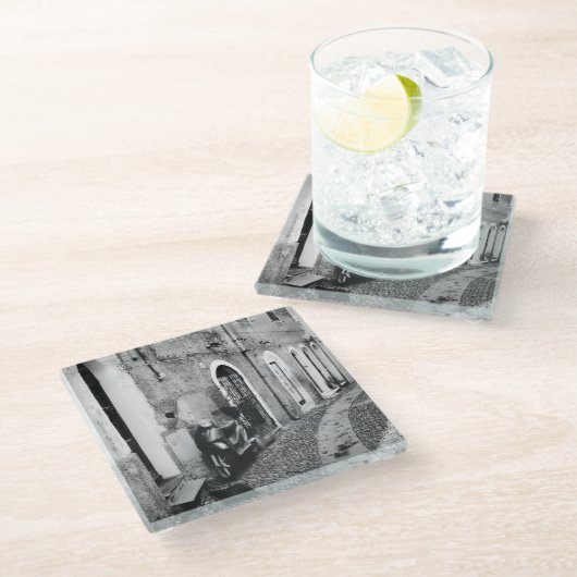 イタリアの通りのスクーター ガラスコースター (アングル)