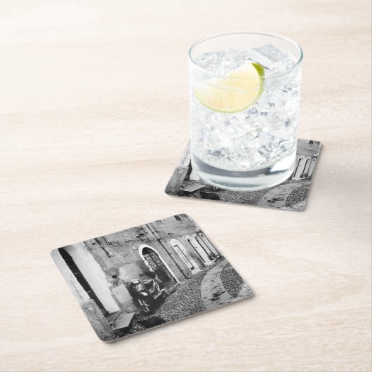 イタリアの通りのスクーター スクエアペーパーコースター (インサイチュ)