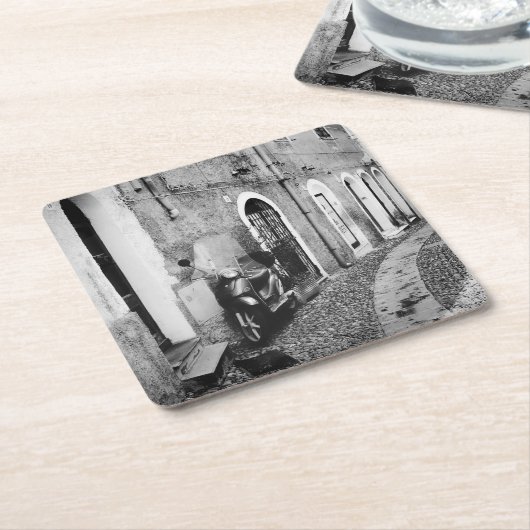 イタリアの通りのスクーター スクエアペーパーコースター (アングル)