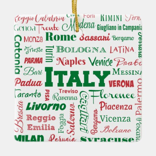イタリアの都市オーナメントイタリアン – 旗の色 セラミックオーナメント (正面)