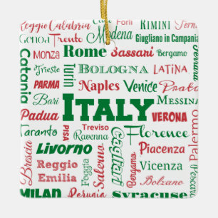 イタリアの都市オーナメント-イタリアン旗色 セラミックオーナメント