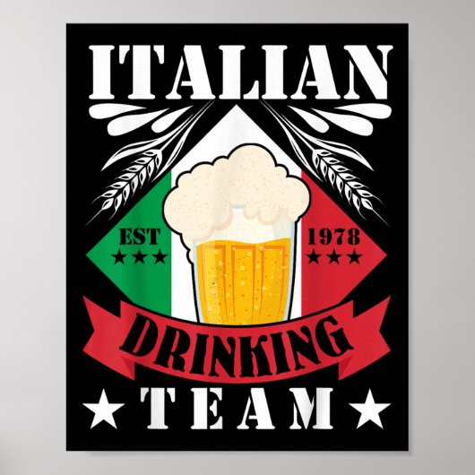イタリアの酒飲みチーム ビール好き 男女 イタリア ポスター (正面)