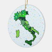 イタリアの陽気なパステル調の雪片そして地図 セラミックオーナメント (左)