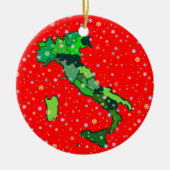 イタリアの陽気なパステル調の雪片そして地図 セラミックオーナメント (正面)