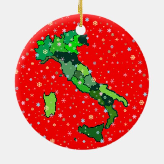 イタリアの陽気なパステル調の雪片そして地図 セラミックオーナメント (裏面)