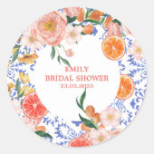 イタリアの青いタイルの地中海挙式前パーティー ラウンドシール (正面)
