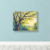 イタリアの風景にレモンの木を描いた絵 キャンバスプリント (インサイチュ (ウッドフロア))