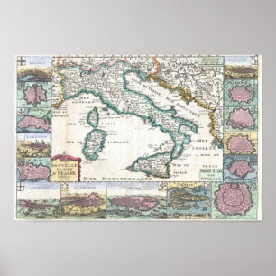 イタリアの1706ドゥラフィーユの地図 ポスター