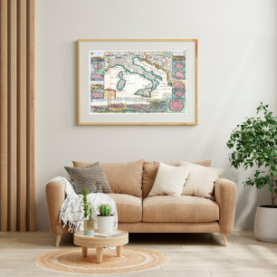 イタリアの1706ドゥラフィーユの地図 ポスター