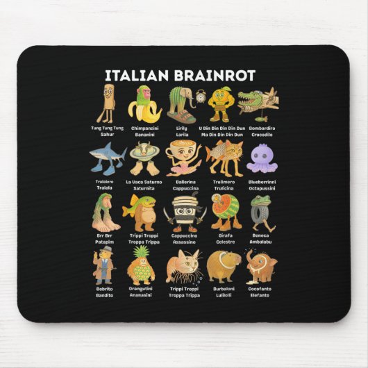 イタリアのBrainrot Memeキャラの手描きタイプ マウスパッド (正面)