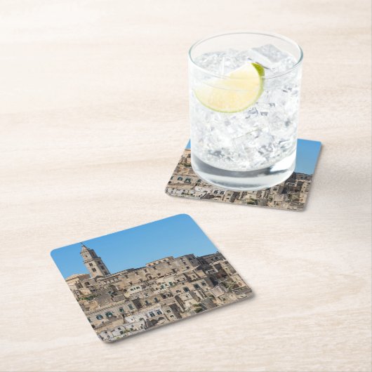 イタリアのSassiのディディミアムのマテラ都市 スクエアペーパーコースター (インサイチュ)