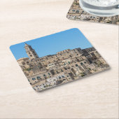 イタリアのSassiのディディミアムのマテラ都市 スクエアペーパーコースター (アングル)