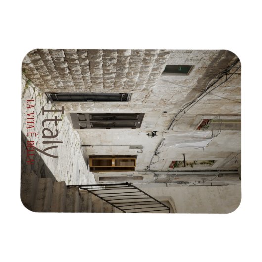 イタリアぶら下がったの路地で洗濯物を乾かす マグネット (横)