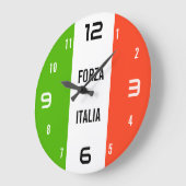 イタリアよ強く – イタリア国旗の壁掛け時計 ラージ壁時計 (傾斜)