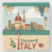 イタリアを発見 ストーンコースター (正面)