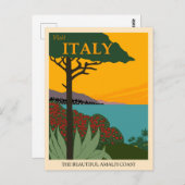 イタリアを訪れ、美しいアマルフィ海岸旅行 ポストカード (正面/裏面)
