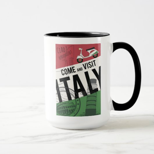 イタリアを訪問します来て下さい マグカップ (右)