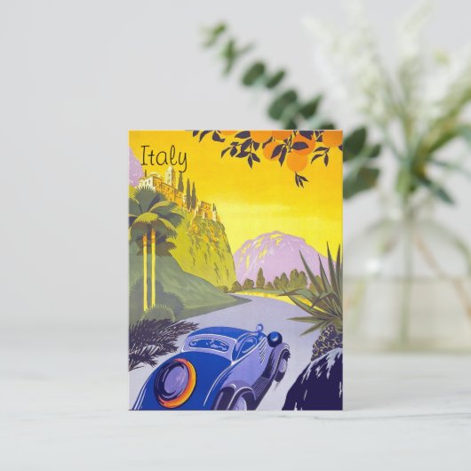イタリアを車で旅行、ヴィンテージ旅行はがき ポストカード (スタンド正面)