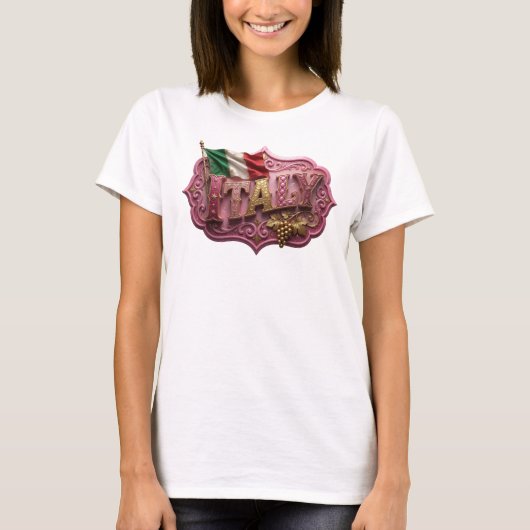 イタリアを金文字でデザインしたカスタムTシャツ Tシャツ (正面)