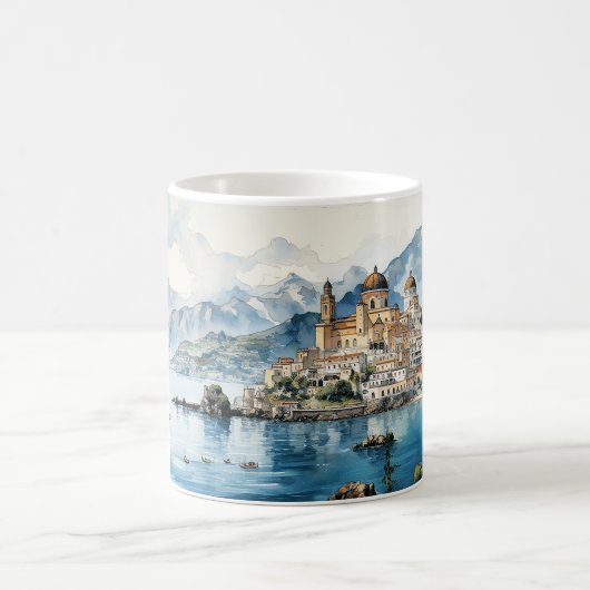 イタリアアマルフィコーストウォーター絵画カラー コーヒーマグカップ (中央)