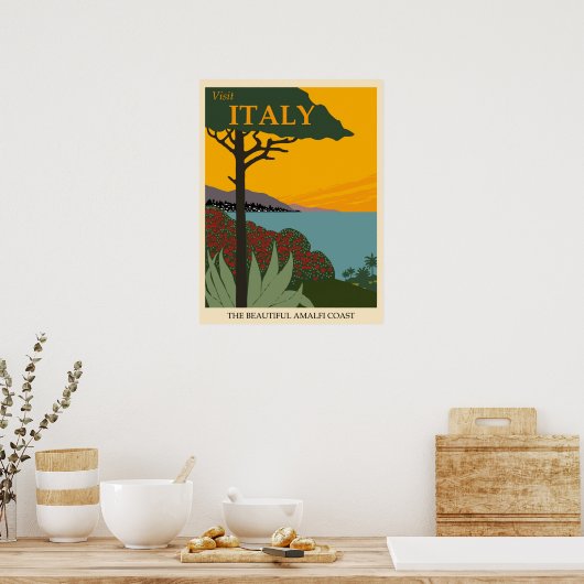 イタリアアマルフィコーストヴィンテージトラベル ポスター (キッチン)