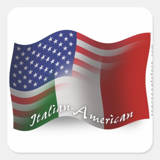 イタリアアメリカの振る旗 スクエアシール (正面)