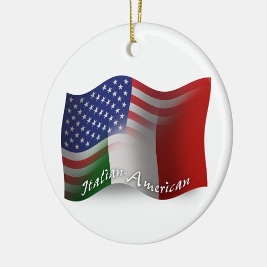 イタリアアメリカの振る旗 セラミックオーナメント (左)