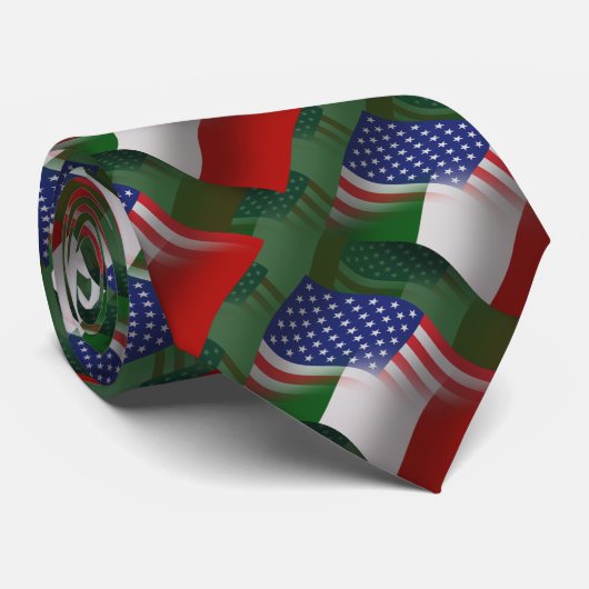 イタリアアメリカの振る旗 ネクタイ (ロール)