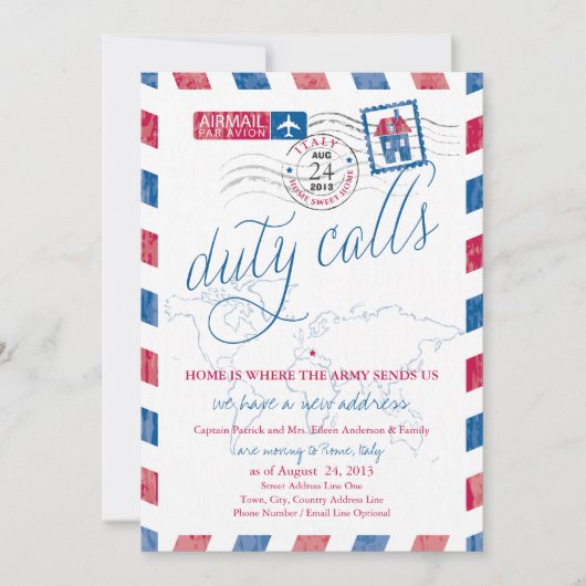イタリアアンティーク航空便軍隊の移動告知 招待状 (正面)