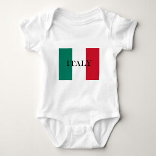 イタリアイタリアのイタリア語Il Tricoloreの旗 ベビーボディスーツ