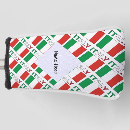 イタリアイタリアンと国旗の名前と並べて ゴルフヘッドカバー (正面)