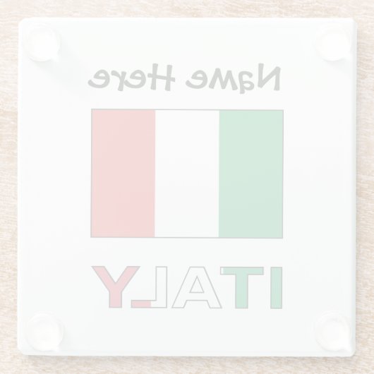 イタリアイタリアンと国旗の名前 ガラスコースター (裏面)