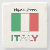 イタリアイタリアンと国旗の名前 ストーンコースター (正面)