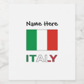 イタリアイタリアンと国旗の名前 ワインラベル (シングルラベル)