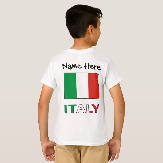 イタリアイタリアンと国旗の名前 Tシャツ (裏面フル)