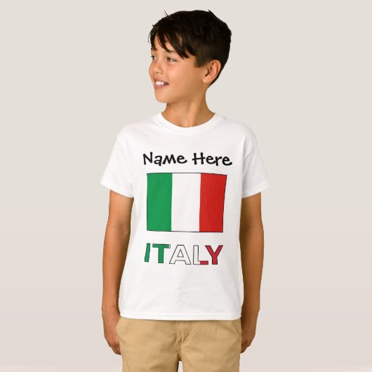イタリアイタリアンと国旗の名前 Tシャツ (正面フル)