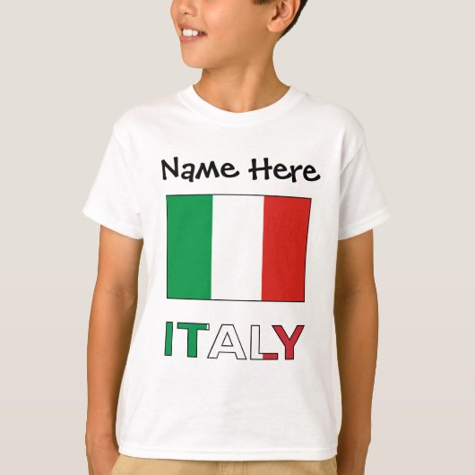 イタリアイタリアンと国旗の名前 Tシャツ (正面)
