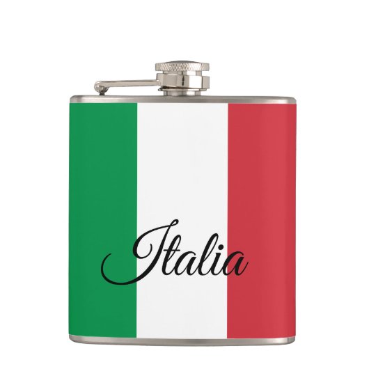 イタリアイタリアンのフラッグ&旅行/スポーツファン フラスク (正面)