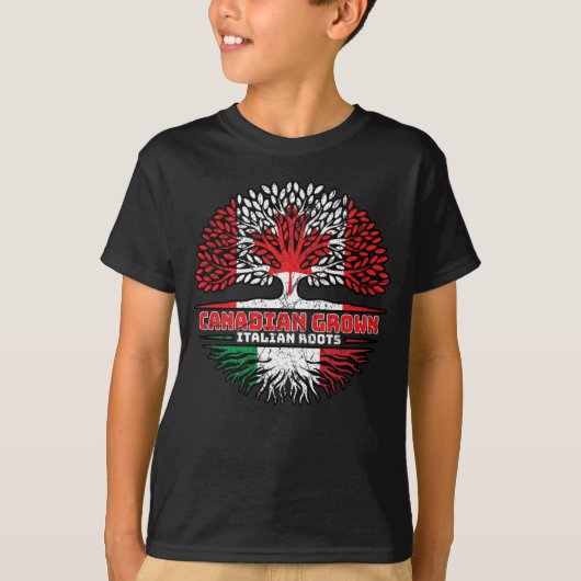 イタリアイタリアンカナダツリールーツ国旗 Tシャツ (正面)
