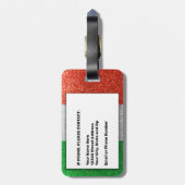 イタリアイタリアンミラノ国旗きらきら光るグリッターファッション ラゲッジタグ (裏面縦)