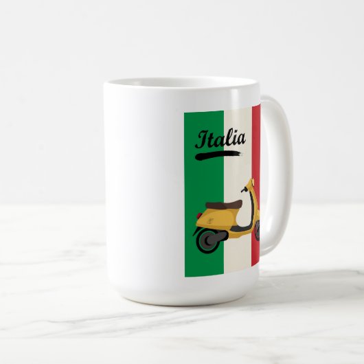 イタリアイタリアンヴィンテージ国旗Vespaスクーター旅行 コーヒーマグカップ (正面右)