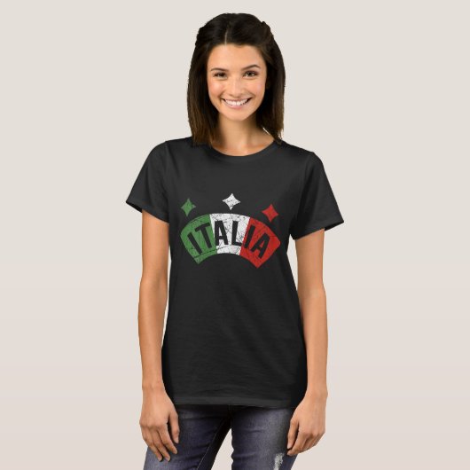 イタリアイタリアン国動揺して旗イタリア家族 Tシャツ (正面フル)