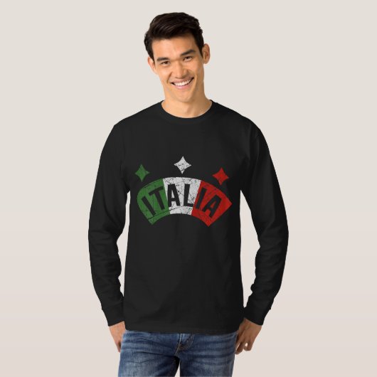イタリアイタリアン国動揺して旗イタリア家族 Tシャツ (正面フル)