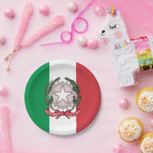 イタリアイタリアン国旗のパーティー、誕生日/スポーツ ペーパープレート (パーティー)